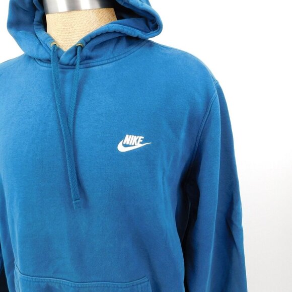 Nike Club Men Solid Teal Blue Pullover Hoodie Kangaroo Pouch Drawstring Size XXL - Picture 2 of 9